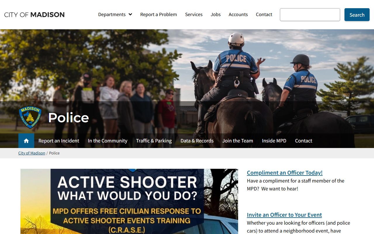 Madison Booking Reports and Madison Police Department