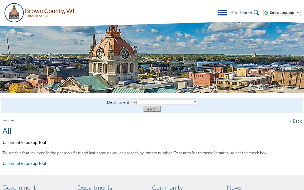 Brown County Booking Reports from the Brown County inmate lookup tool