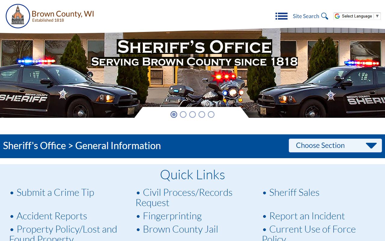Brown County Booking Reports from the Brown County Sheriff's Office