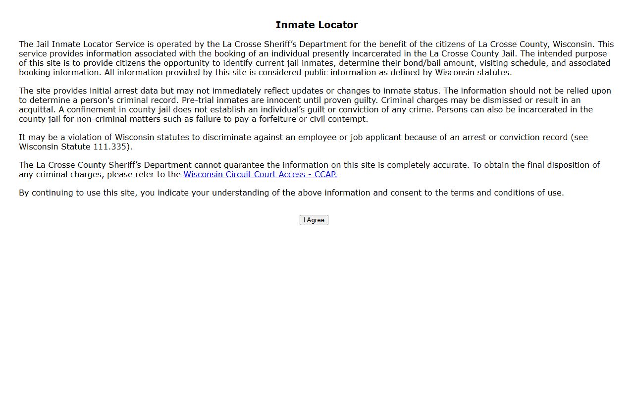 La Crosse County Booking Reports from the La Crosse County Inmate View