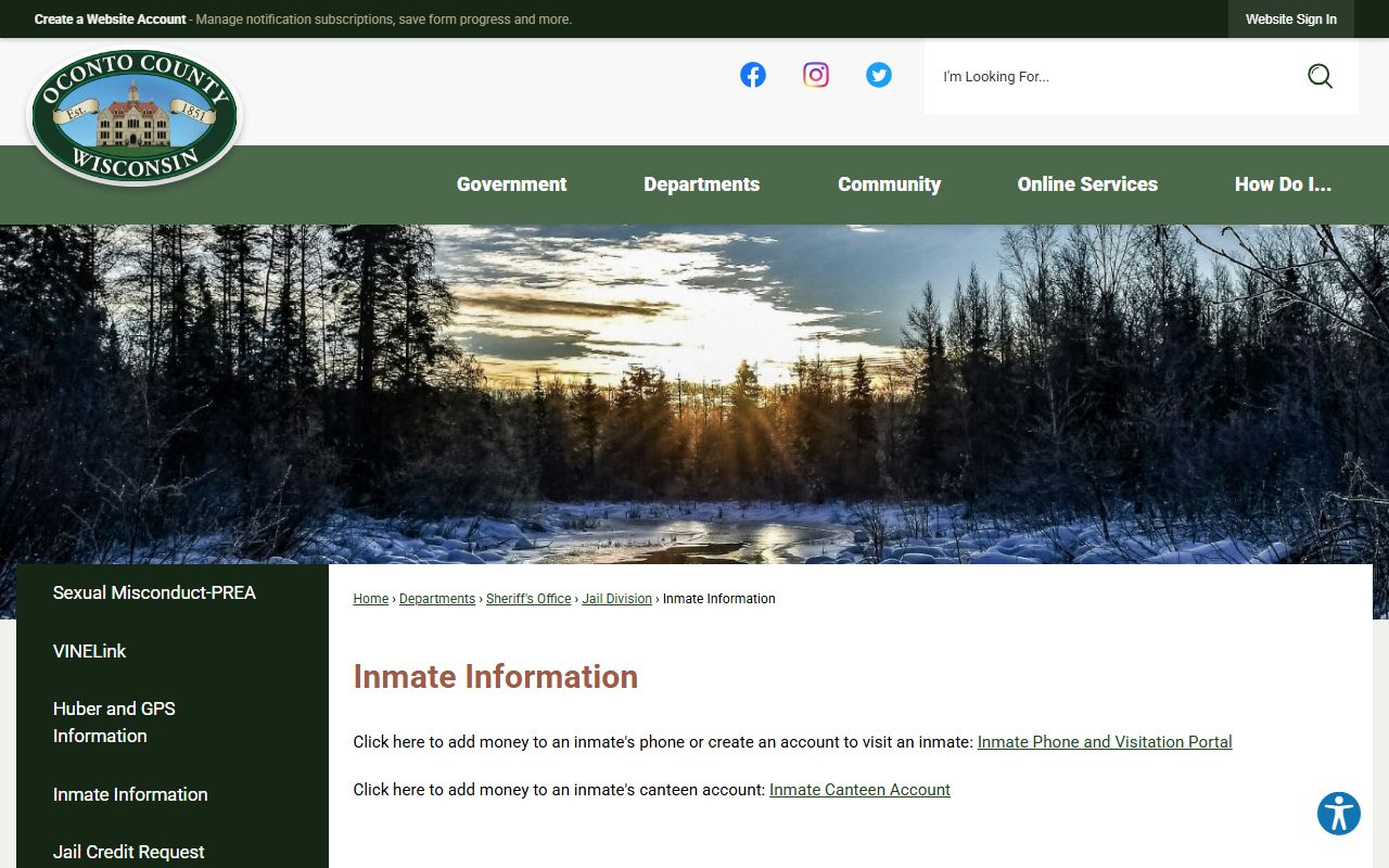 Oconto County Booking Reports and Oconto County Inmate Information