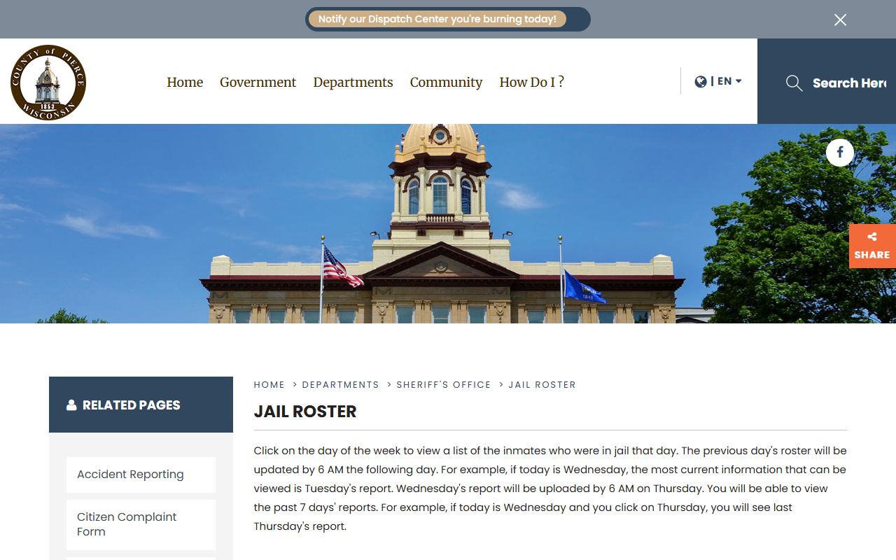 Pierce County Booking Reports from the daily jail roster