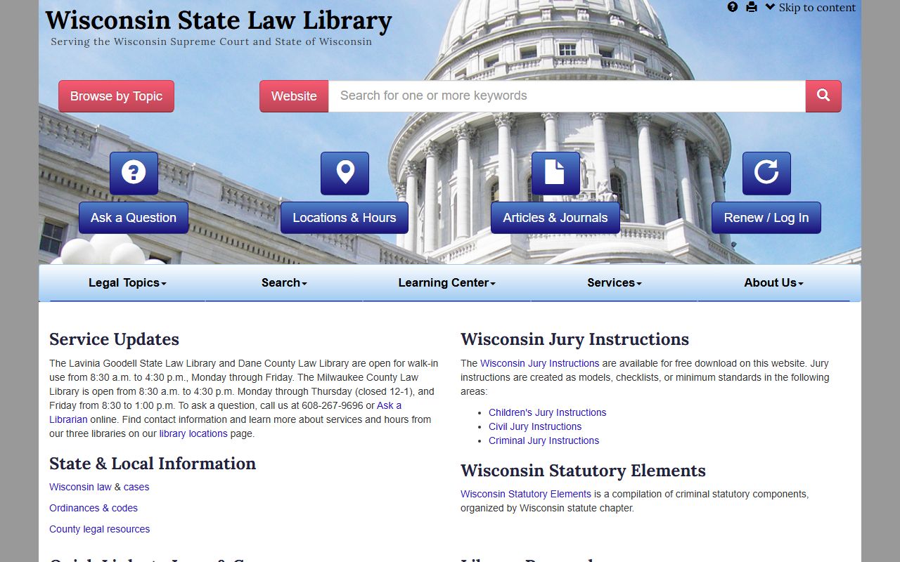 Wisconsin Booking Reports and Wisconsin State Law Library